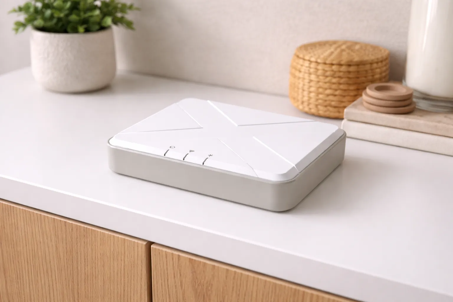 The OdeCare home hub on a shelf